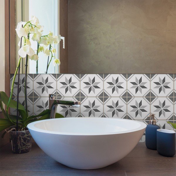 Sada 9 nástěnných samolepek Ambiance Cement Tiles Noha, 10 x 10 cm-image-1