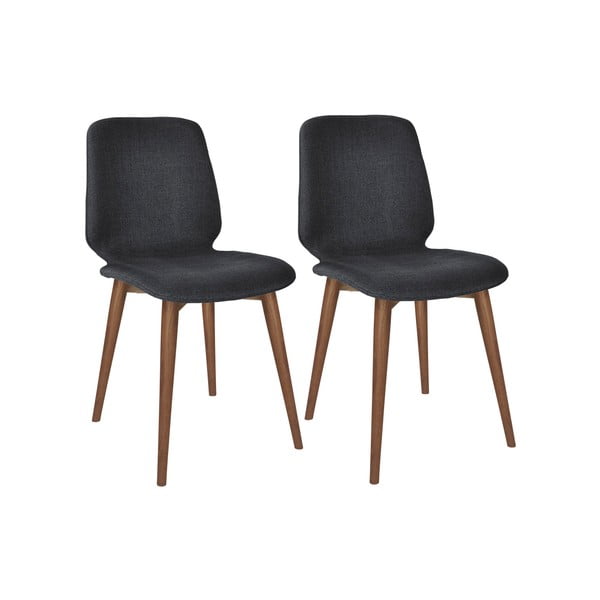 Sada 2 černých jídelních židlí s nohami z masivního ořechového dřeva WOOD AND VISION Basic