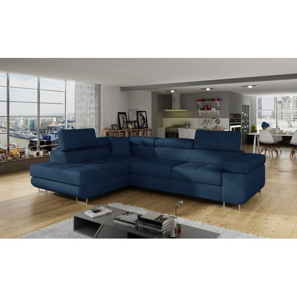 Sinine sametist nurgadiivan, muudetav / koos panipaigaga, vasak nurk Anton – ELTAP-image-3