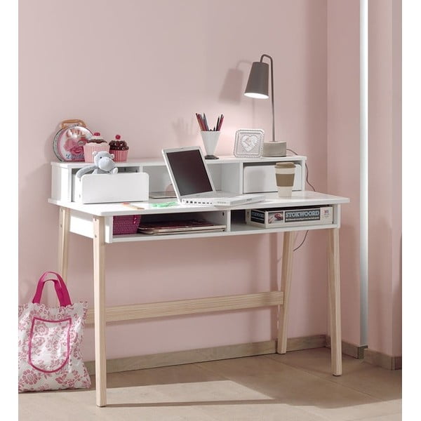 Valge laste kirjutuslaud Kiddy - Vipack-image-1