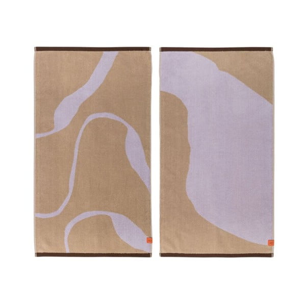 Orgaanilisest puuvillast rätikud 2 tk komplektis lavendli ja helepruuni värvi 50x90 cm. Nova Arte - Mette Ditmer Denmark