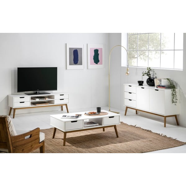 Valge kohvilaud, mis on valmistatud massiivsest männipuidust Baku - Marckeric-image-1