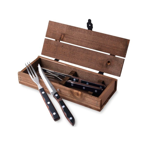 Must-hõbedane roostevabast terasest söögiriistade komplekt, 4-osas Old Farmer Classic - Gense-image-1