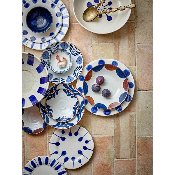 Valged/sinised kivinõude taldrikud komplektis, 3 tükki, ø 28 cm Linora - Bloomingville-image-2