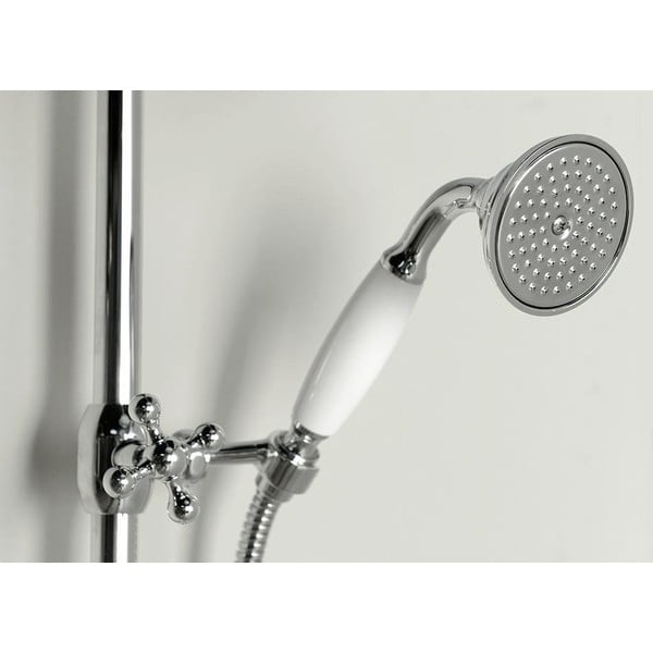 Läikiv hõbedane messingist dušikomplekt termostaatilise segistiga 142 cm Antea - Sapho-image-1