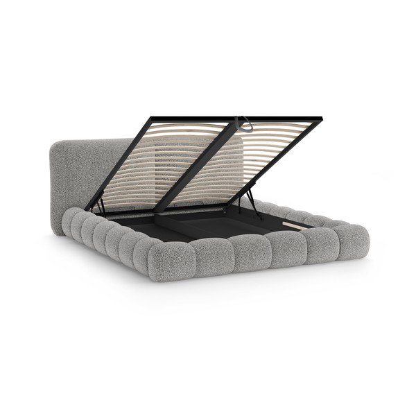 Hall polsterdatud kaheinimesevoodi koos panipaiga ja voodipõhjaga 180x200 cm Solange - Micadoni-image-2