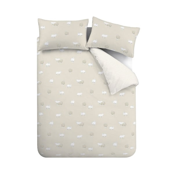 Beež flanell voodipesu üheinimesevoodile 135x200 cm Sheep - Catherine Lansfield
