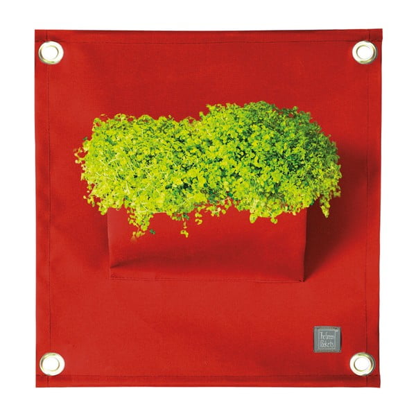 Tmavě červený závěsný květináč The Green Pockets Amma, 45 x 50 cm