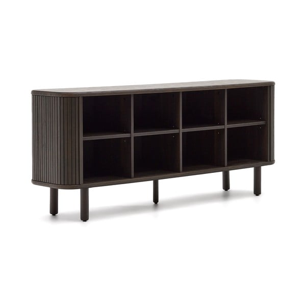 Tumepruun tuhkpuu dekooriga lükandustega madal kummut 180x75 cm Mailen - Kave Home-image-3