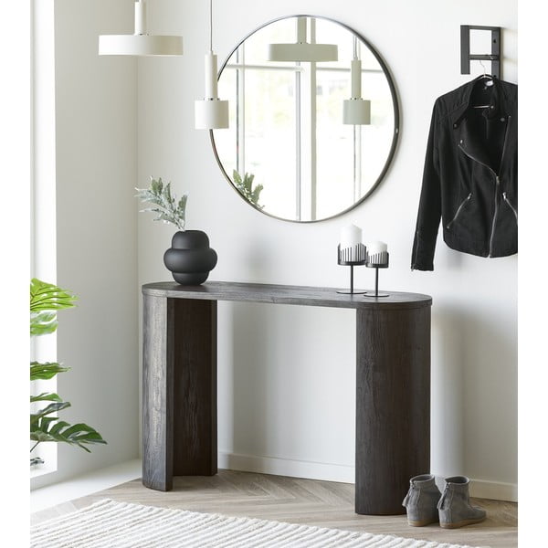 Tumepruun konsoollaud tammepuidu imitatsiooniga 38x114 cm Bibione – House Nordic-image-1