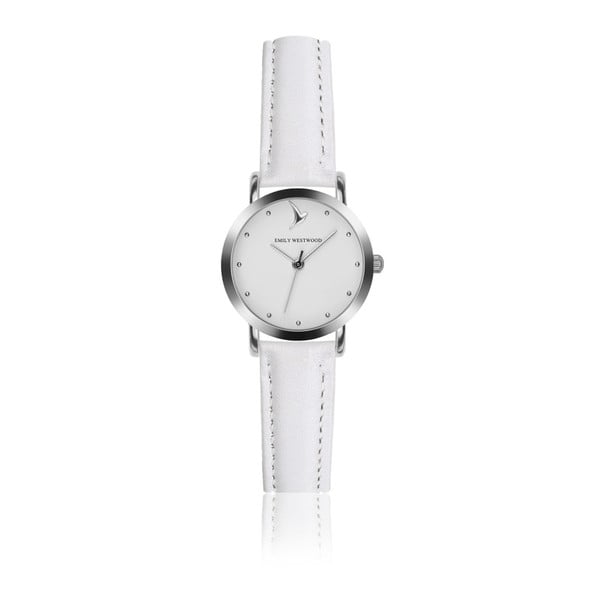 Dámské hodinky s bílým páskem z pravé kůže Emily Westwood Tweet