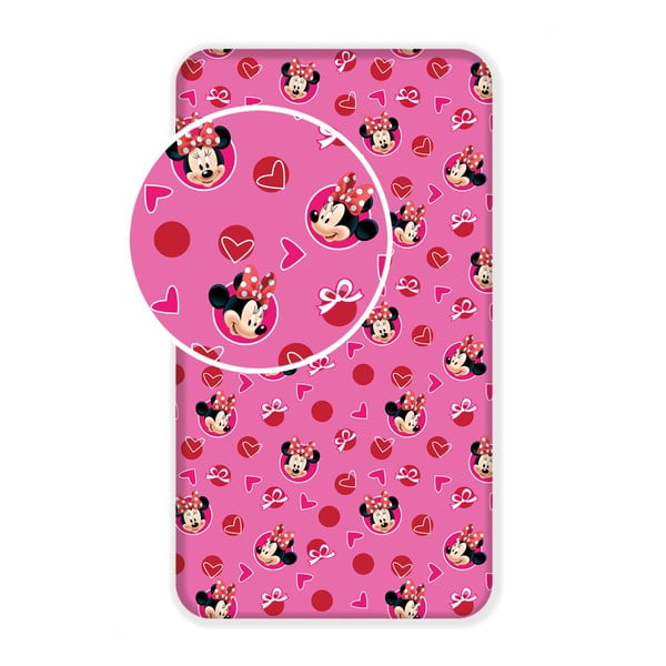 Roosa puuvillane laste lina 90x200 cm Minnie "Hearts" - Jerry Fabrics