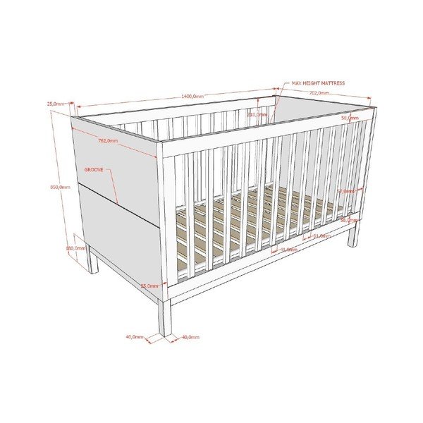 Valge männi täispuidust narivoodi 70x140 cm Eva – Vipack-image-2
