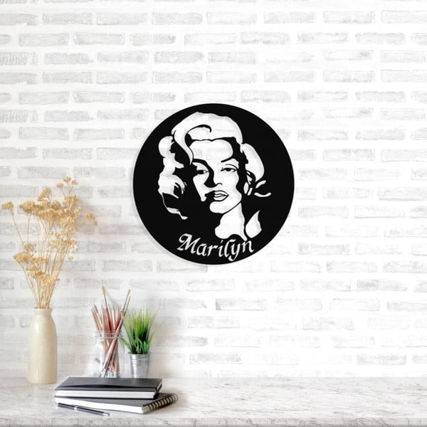 Černá kovová nástěnná dekorace Marilyn Monroe, ⌀ 49 cm