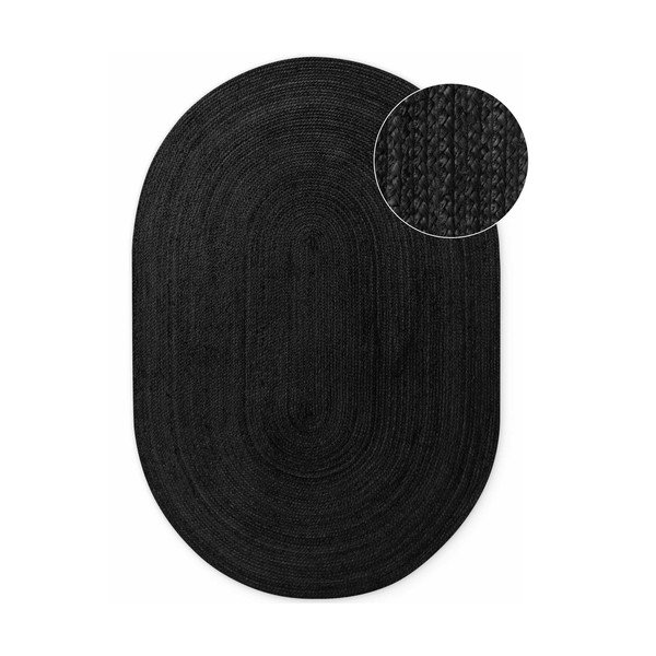 Must kahepoolne/käsitsi kootud džuudist vaip 160x230 cm Braided - Hanse Home