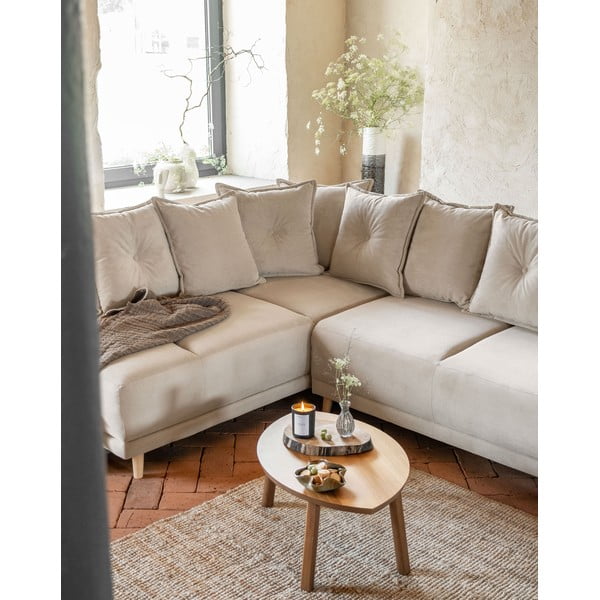 Beež velvetist nurgadiivanvoodi (vasak nurk) Lazy Lukka - Miuform-image-4