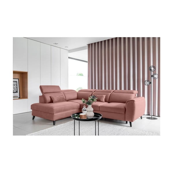 Roosa sametist lahtikäiv/sahtliga nurgadiivan (vasak nurk/L-kujuline) Noble – ELTAP-image-1