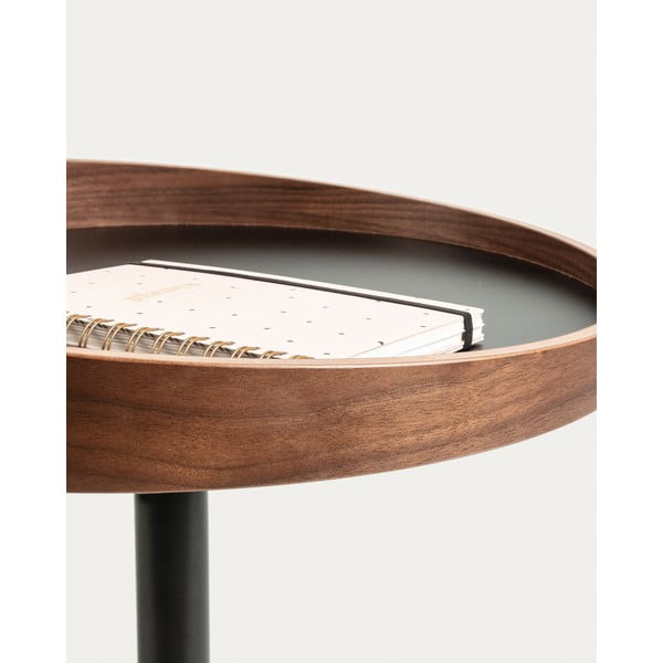 Ümmargune pähklipuu dekooriga laud ø 46 cm Kaori - Kave Home-image-2