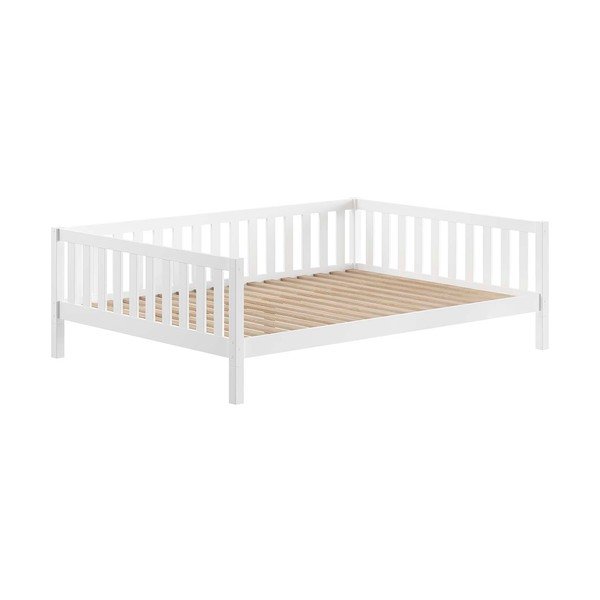 Valge männipuidust lastevoodi väljatõmmatava panipaigaga ja liistudest raamiga 140x200 cm Dallas - Vipack-image-3
