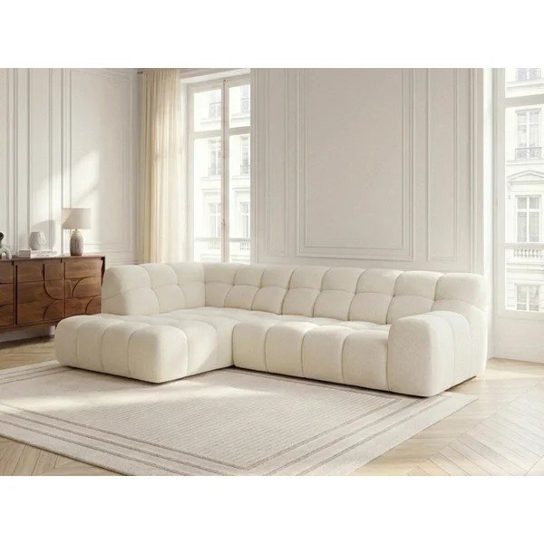 Valge diivanvoodi/elektrilise istmepikendusega nurgadiivan (vasak nurk/L-kujuline) Andre - Bobochic Paris-image-2