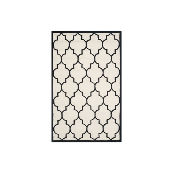 Bíločerný vlněný koberec Safavieh Everly, 243 x 152 cm