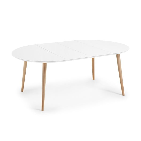 Valge pikendatav söögilaud ø 120 cm Oqui – Kave Home-image-4