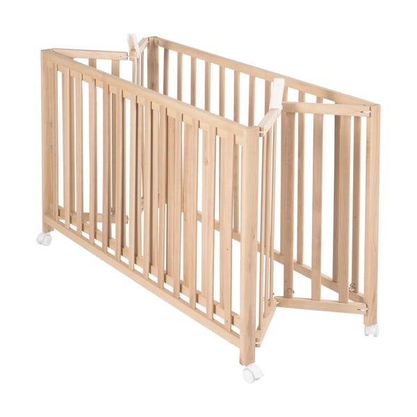 Ratastel kokkupandav puiduvärvi võrevoodi 60x120 cm Fold up - Roba-image-2