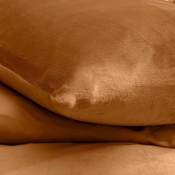 Helepruun 3-osaline mikroflanell-voodipesu kahe-/ülipikkusega 240x220 cm Flanou - douceur d'intérieur-image-2