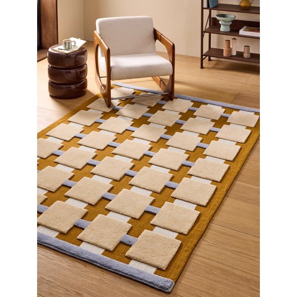 Ookerkollane käsitsi kootud villasegu vaip 120x170 cm Mallory - MADE-image-1