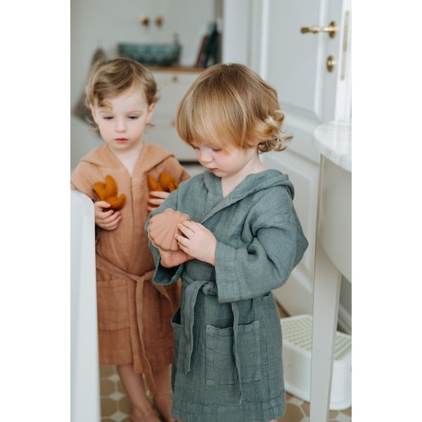 Laste sinine linane hommikumantel Nature, suurus 104 - 116 - Linen Tales-image-4