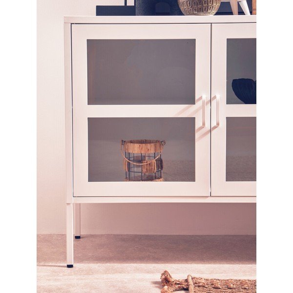 Valgest terasest vitriinkapp 140x80x45 cm Acier - Premier Housewares-image-3