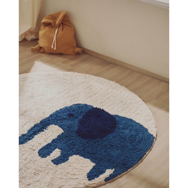 Elevandiluu värvi pestav/käsitsi kootud puuvillane laste vaip ø100 cm Tandani - Kave Home-image-1