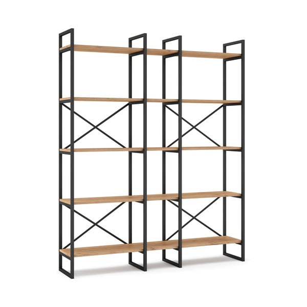 Must/loomulik tammepuust riiul 144x175 cm Dusan - Marckeric-image-3