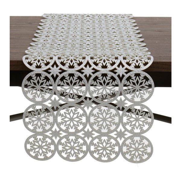 Běhoun na stůl ve stříbrné barvě InArt XMas Snowflake