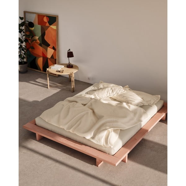 Heleroosa männipuidust kaheinimesevoodi koos voodipõhjaga 160x200 cm Japan - Karup Design-image-1
