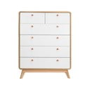 Kõrge tammedekooriga valge kummut 81x104 cm Caitlin - Støraa