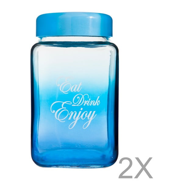 Modrá skleněná lahev s víkem Mezzo Square Pintoro, 1 l