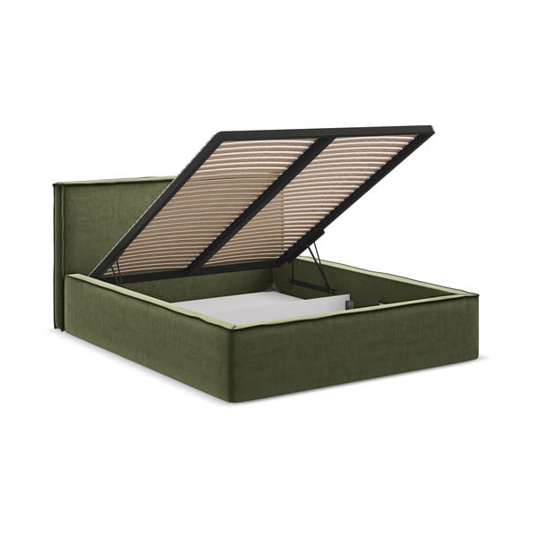 Roheline polsterdatud kaheinimesevoodi koos voodipõhja ja panipaigaga 180x200cm Anani - Makamii-image-2