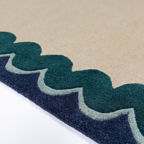 Käsitsi kootud villane vaip naturaalses värvitoonis/rohekassinises värvitoonis 140x200 cm Wiggle Wool - Flair Rugs-image-4