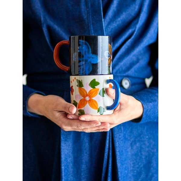 Mustad/beežid keraamilised kruusid komplektis (2 tk), 300 ml Maricala - Bloomingville-image-4