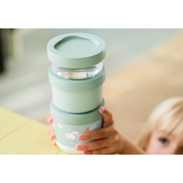 Helerohelised plastmassist laste suupistekarbid 3-osalise komplektiga Little Farm - Mepal-image-1