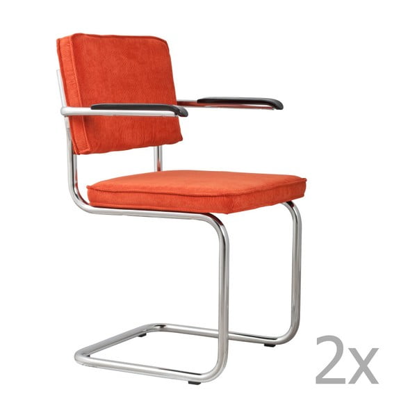 Komplekt 2 oranži tooli käetoega Ridge Rib - Zuiver