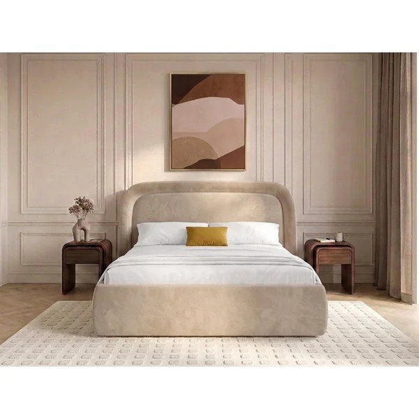 Beež polsterdatud kaheinimesevoodi panipaigaga ja liistudest raamiga 160x200 cm Sam - Bobochic Paris-image-1