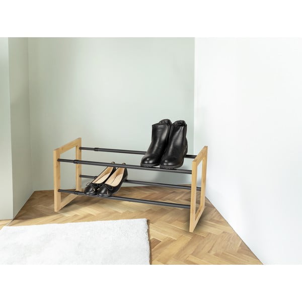 Metallist teleskoopiline jalatsiriiul must-puiduvärvi Ecori - Wenko-image-1