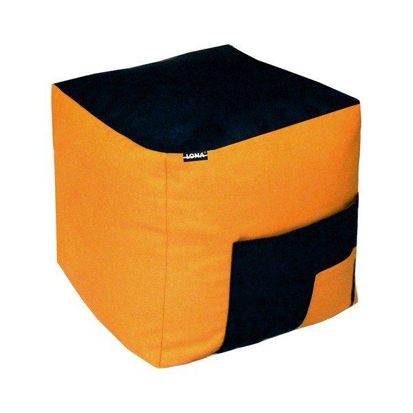 Sedací puf Lona, černý/oranžový