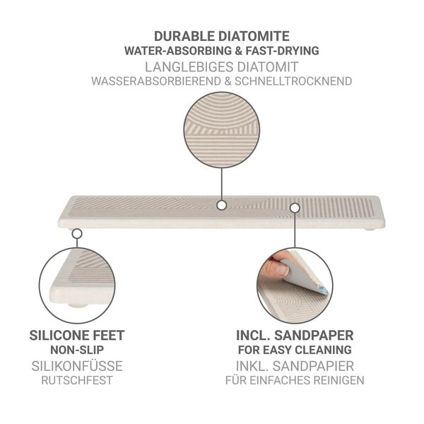 Beež diatomiidist nõudekuivatsalus 30x8 cm Damon - Wenko-image-4