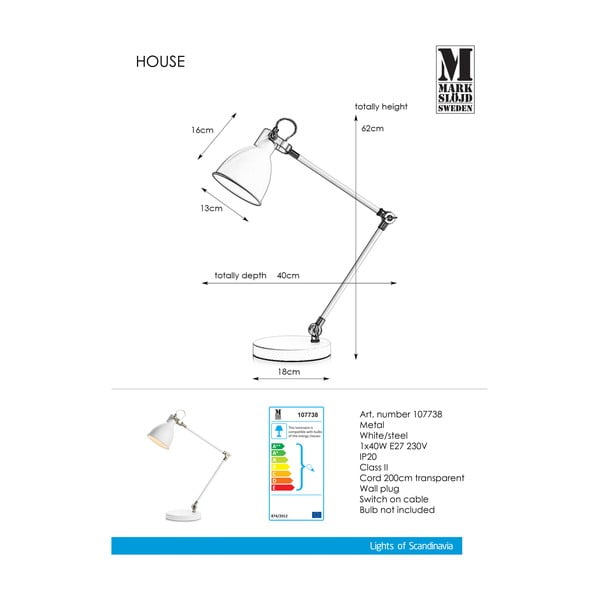 Valge laualamp laud valge House - Markslöjd-image-2
