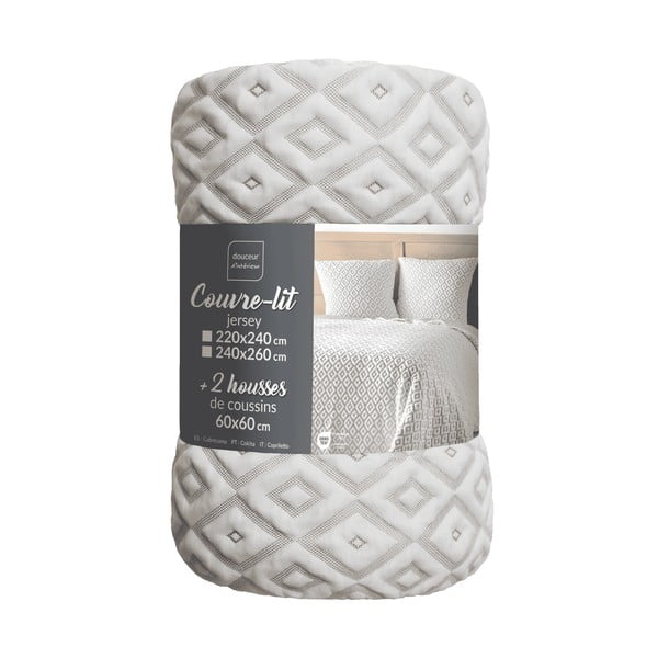 Valge-beež voodikatte ja padjapüüri komplekt 240x260 cm Joana - douceur d'intérieur-image-2