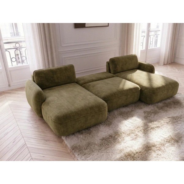 Roheline sametdiivanvoodi/panipaigaga nurgadiivan (U-kujuline) Celeste - Bobochic Paris-image-2