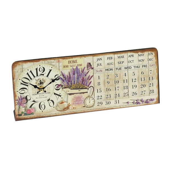 Nástěnné hodiny s kalendářem Lavender, 35x14 cm